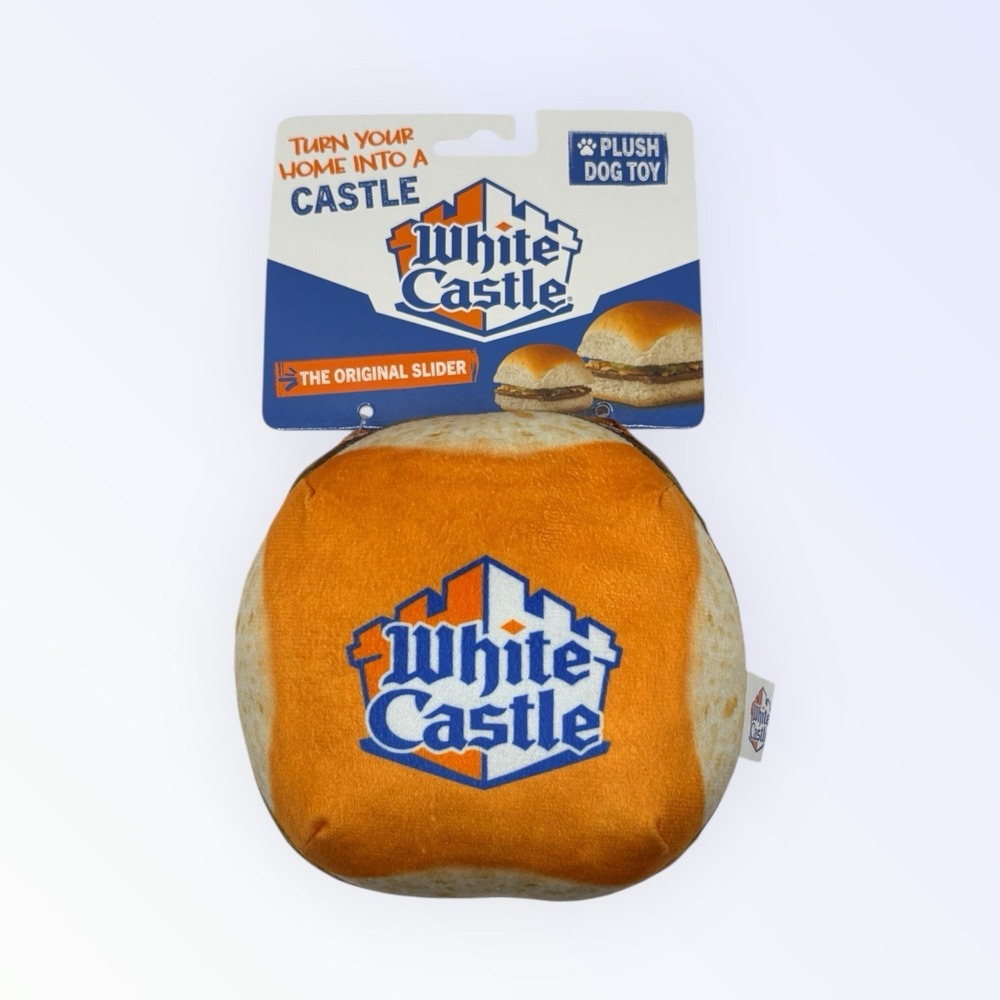 White Castle Cheeseburger Plush Dog Toy It Squeeks! Pet Toy New